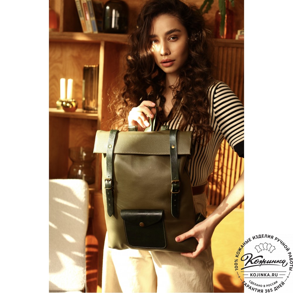 Кожаный рюкзак "Vogue New" (изумрудный антик)